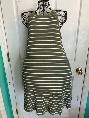 Striped Olive Green Old Navy  Midi Dress
